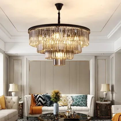 Vintage Black K9 Crystal Pendant Lamp