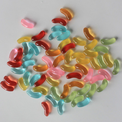 Commercio all&#39;ingrosso Cute Clear Resin 7 * 19mm Kawaii Jelly Beans colorati Beautiful Novel Cabochon allentati per Slime Making Toys