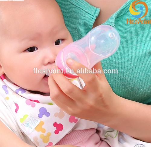 Flospoint Manufacture 3oz Silicone Rubber Baby Juice Bottle with Spoon