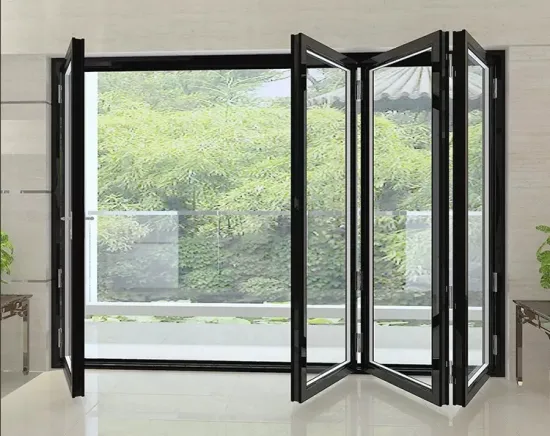 Thermal Insulation Waterproof Bi-Folding Glass Patio Doors with Aluminum Frames