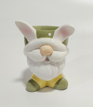 Green Clover Print Bunny Resin Egg Cup