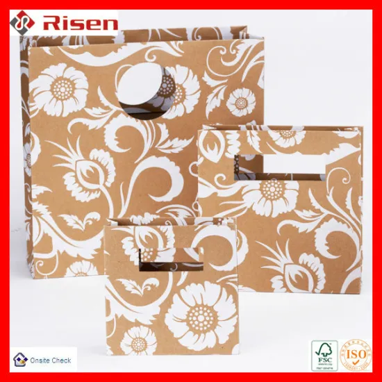 Kraft paper bag with white foiling