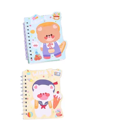 WEIBO Portable Cartoon Mini Spiral Notebook - Student Bear Rabbit Drawing Pocket Notebook
