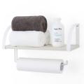 White Kitchen Storage Shelf with Towel Bar