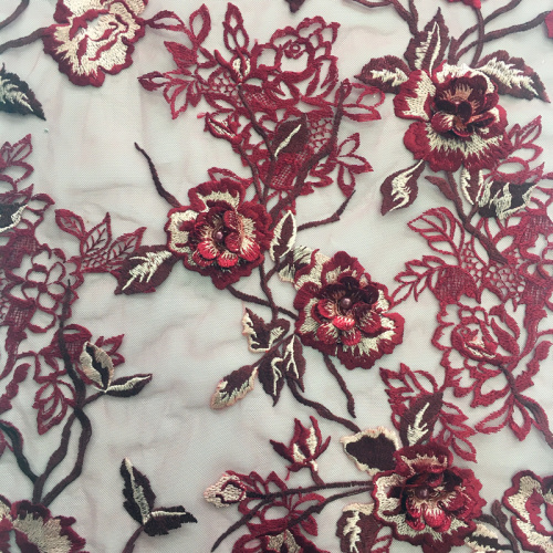 Party Dress Pearl Embroidery On Poly Mesh Fabric