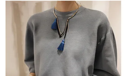 long tassel necklace Imitation suede fabric fringes Necklace