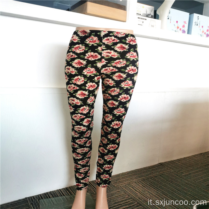 Leggings da indossare per interni alla moda con stampa peonia