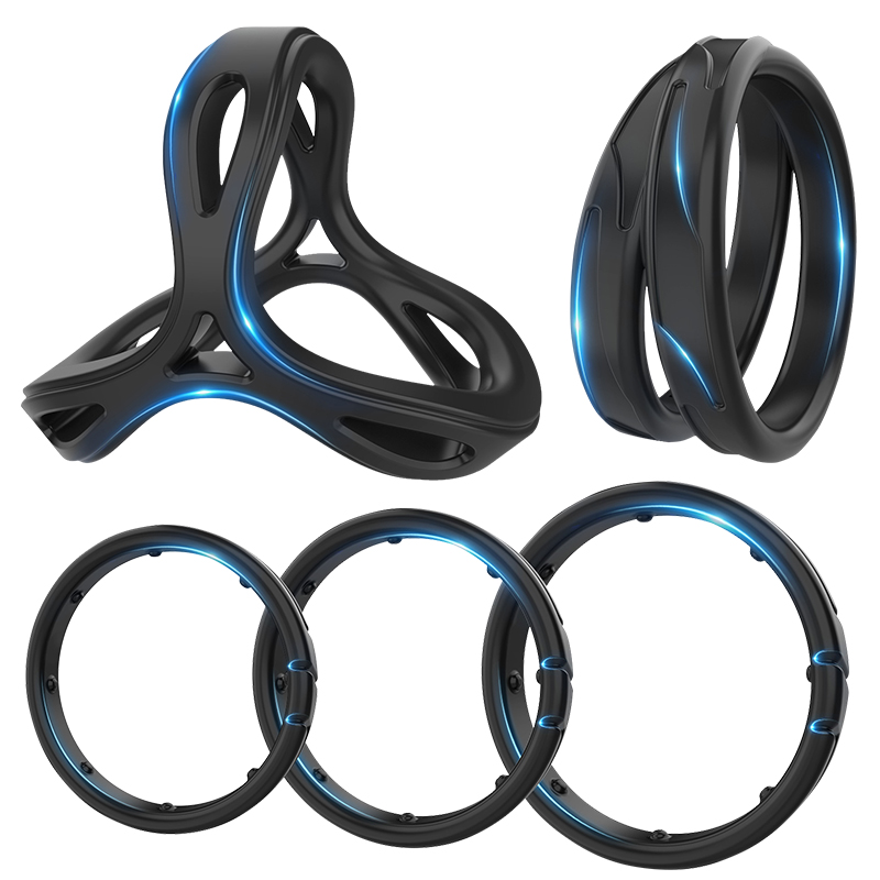 Cock Rings Men's Pleasure 5 Ring Locking Design