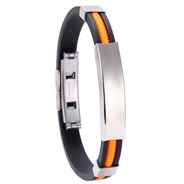 Europe-America Cross-border DIY Engraved Bracelet - Titanium Steel Silicone Stainless Steel Men's Bracelet
