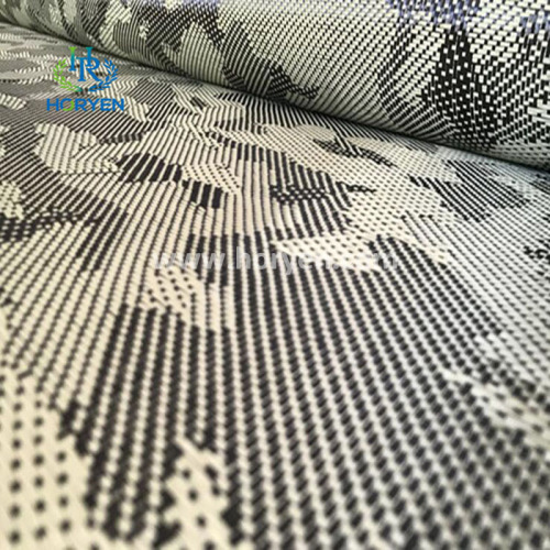 Carbon Hybrid Fiber Fabric Colored camouflage jacquard hybrid carbon fiber fabric cloth Supplier