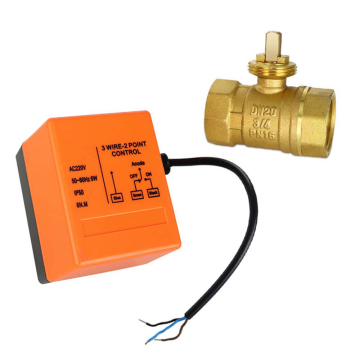 AC220 3-Wire 2-Point Control Motorized NPT Thread Brass Ball Valve for Central Air Conditioning Systems