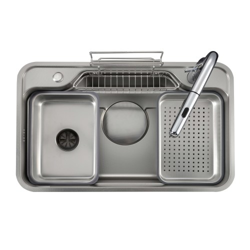 Fregadero de cocina de montaje superior de acero inoxidable de un solo recipiente de primera calidad