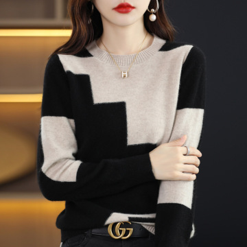 autumn winter women's round neck pullover cardigan