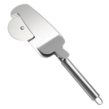 Stainless Steel 3-in-1 Pizza Cutter &amp; Cake Knife-Multifunctional Camping &amp; Party Tool dengan Logo Kustom