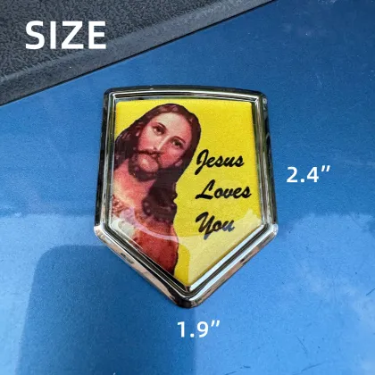 3D Aluminium Jesus Loves You Car Emblem Badge