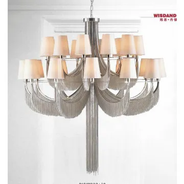 24-Light Nickel Necklace Chain with Shade  Pendant