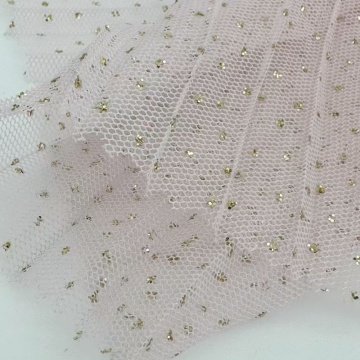 Crinkle-Gold-Punkt-Glitzer-Tüll-Polyester-Stoff