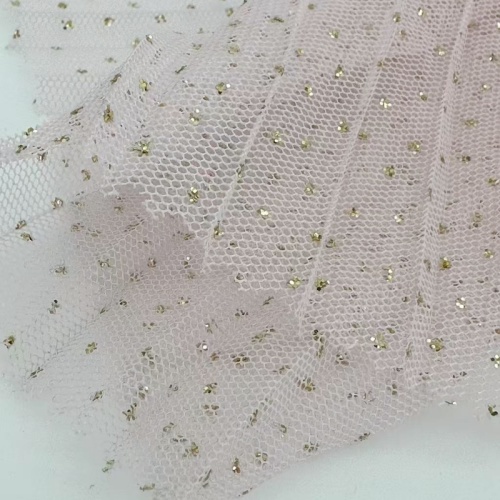 Crinkle-Gold-Punkt-Glitzer-Tüll-Polyester-Stoff