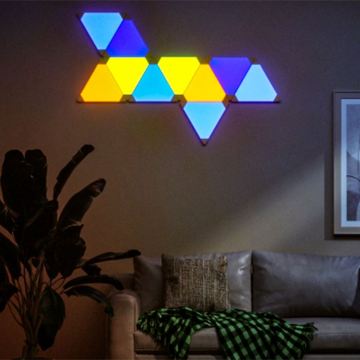 DIY Smart LED Panel Triangle Wall Lamp with APP Remote Control and 6 Connection Ports for Gaming Decor