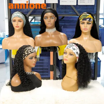 Headband wigs Top Virgin Kinky BobCurly 150% Density Natural Color human hair for black women Machine Made wig wholesale vendors