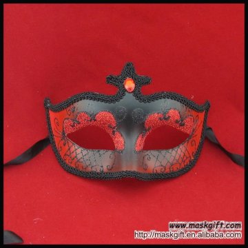 Halloween style red&black shinning glitter high quality plastic party mask