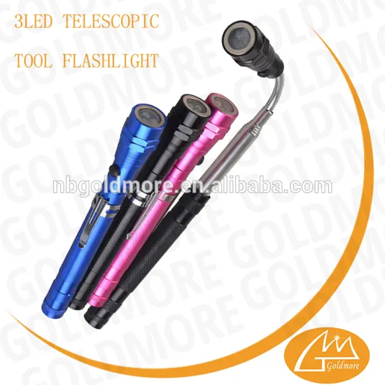 3led telescopic tools magnetic pick up flexible aluminum flashlight with clip