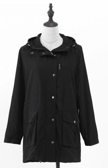 Women's Black Casual Windbreaker