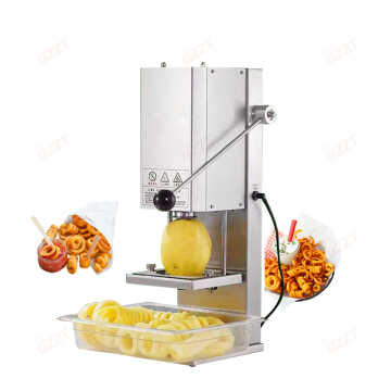 110v/220v Upgraded Hand Crank Spiral Potato Cutter for Restaurants - 100KG/H