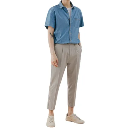 Men's Nine-Point Velvet Trousers - Business Casual Solid Color Pants