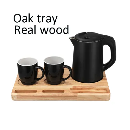 Easy Storage Real Wood Oak Tray for Hotels and Kettle Sets