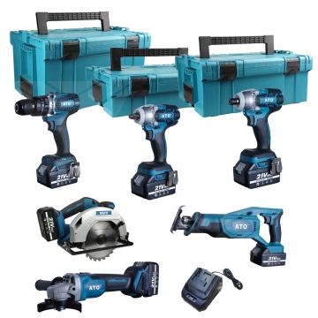 ATO Power Tools CB2006 Kit combo sans fil 21V: Céreille de forage à impact sans balais 6-en-1 et scies circulaires