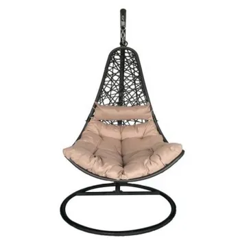 Modern Accent PE Rattan Hanging Swing Chair - Waterproof Cushion for Indoor/Outdoor Use