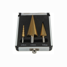 3pcs HSS Tin-Coated Step Drill dalam Kes Aluminium