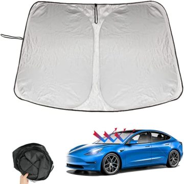 Sunshade Poliester Lipat untuk Tesla Model Y dan Model 3 kaca depan