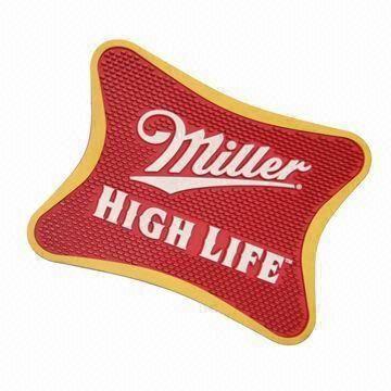 Promotional rail bar mat, made of PVC and rubber, various designs and sizes are available
