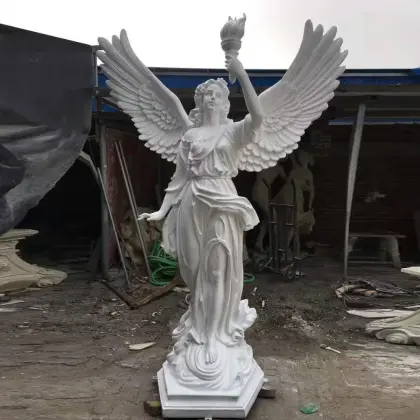 Ancient outdoor fiberglass pair of goddess of light statue for sale