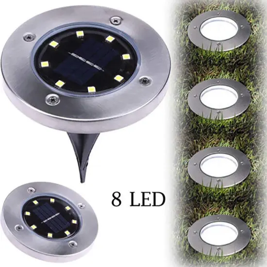 4-20 LED Solar Outdoor Disk Lights: Waterproof, In-Ground, Landscape Lawn & Buried Lighting Solutions