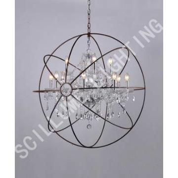 Orb chandelier with nickel and rustic finish for american market