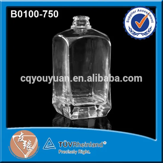 Clear Square Sport Glass Water Bottle Glass Bottle 750ML Screw Top