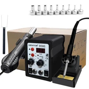 2-in-1 Rework Soldering Station: 700W Hot Air Heat Gun & Soldering Iron with Temperature Control