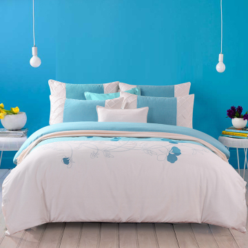 Blue 100% cotton Egyptian bedding duvet cover set 4 PCS
