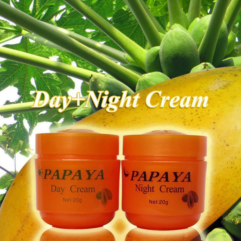 20g Day Cream + 20g Night Cream Papaya Whitening Face Cream Anti Freckle Improve Dark Skin Refreshing Face Skin Care