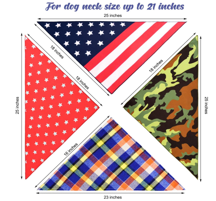 4Pcs Washable Dog Bandana