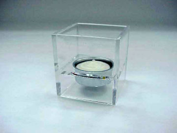 Bright Silvery Acrylic Square Shaped tea candle cup