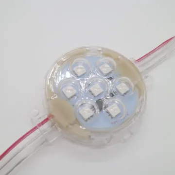 50mm LED Point Light: Outdoor Amusement and Fairground Decorative Full Color Landscape Lighting with Convex Lens - 1903IC 5050, 7 LEDs, DC24V, 1.4W