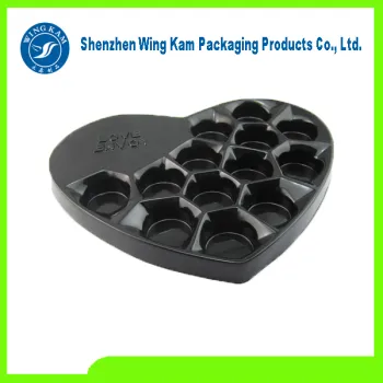 Delicious Chocolate packed by black Plastic heart shape inserts tray product with factory price