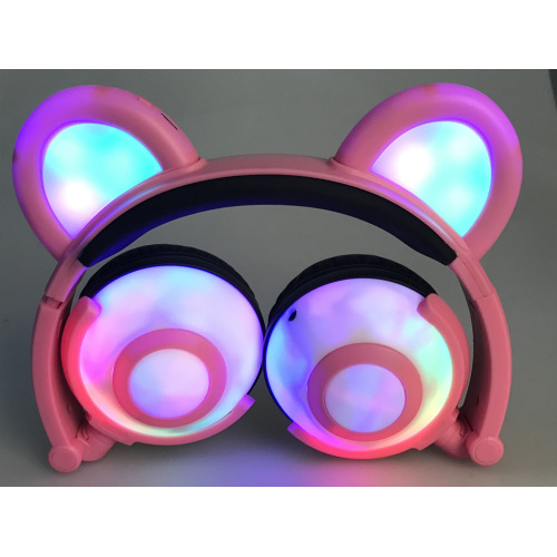 Cute LED Glowing Bear Ears Headphone dengan Cahaya