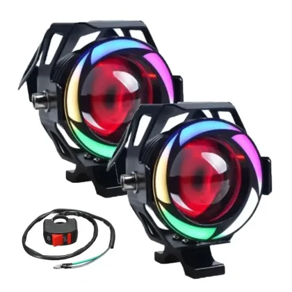 LED Eye Motorcycle Lighting System U7 Fog Lights 40W Driving Lights 1600LM with Angel Eyes