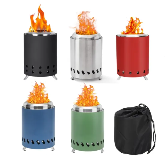 Smokeless 5.5\" Portable Camping Stove and Tabletop Fire Pit in Stainless Steel