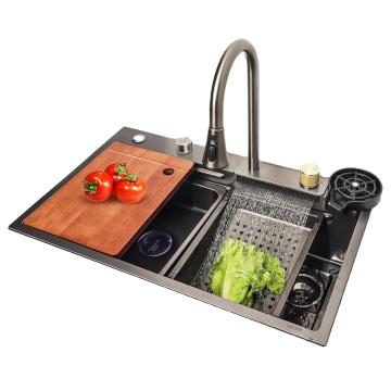 Modern Welding Square Honey Comb Stone Single Bowl Kitchen Sink with Faucet in 304 Stainless Steel